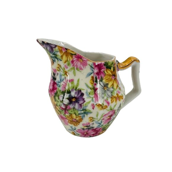 Vintage Nippon Yoko Boeki Cream And Sugar Dish Set Servers Pink Floral JAPAN - Picture 5 of 14